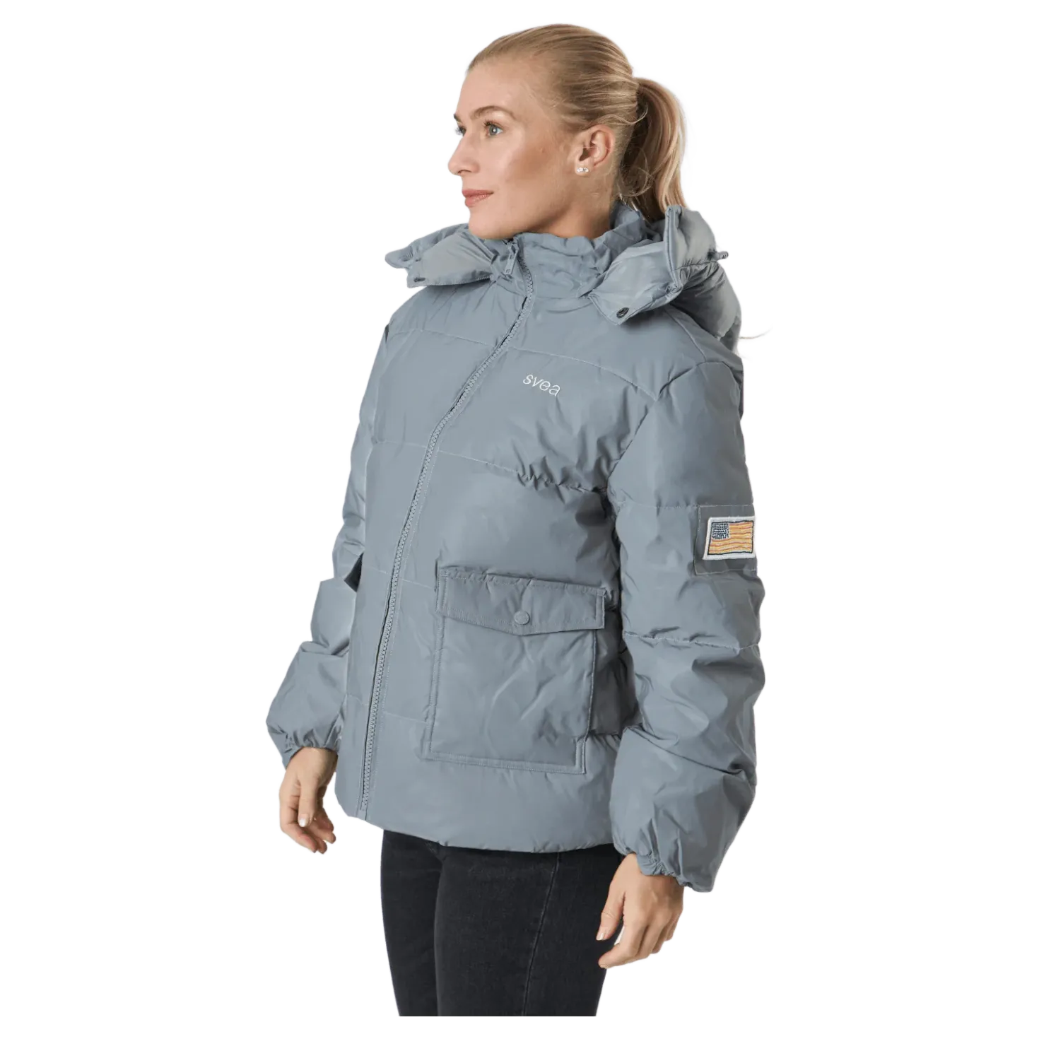 W. Hooded Reflective Puffer Ja Silver