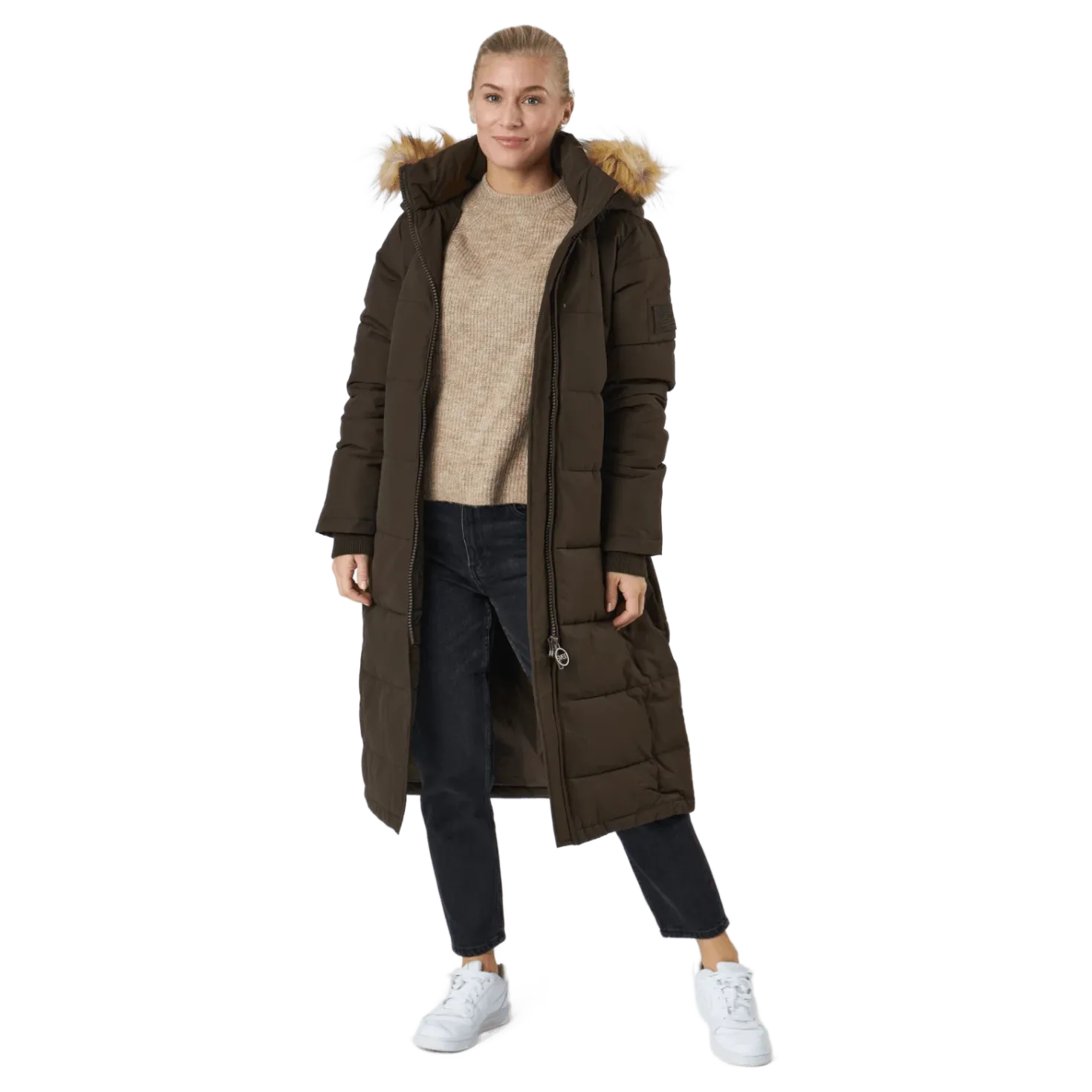 W. Long Slim Padded Parka Brownie Bit