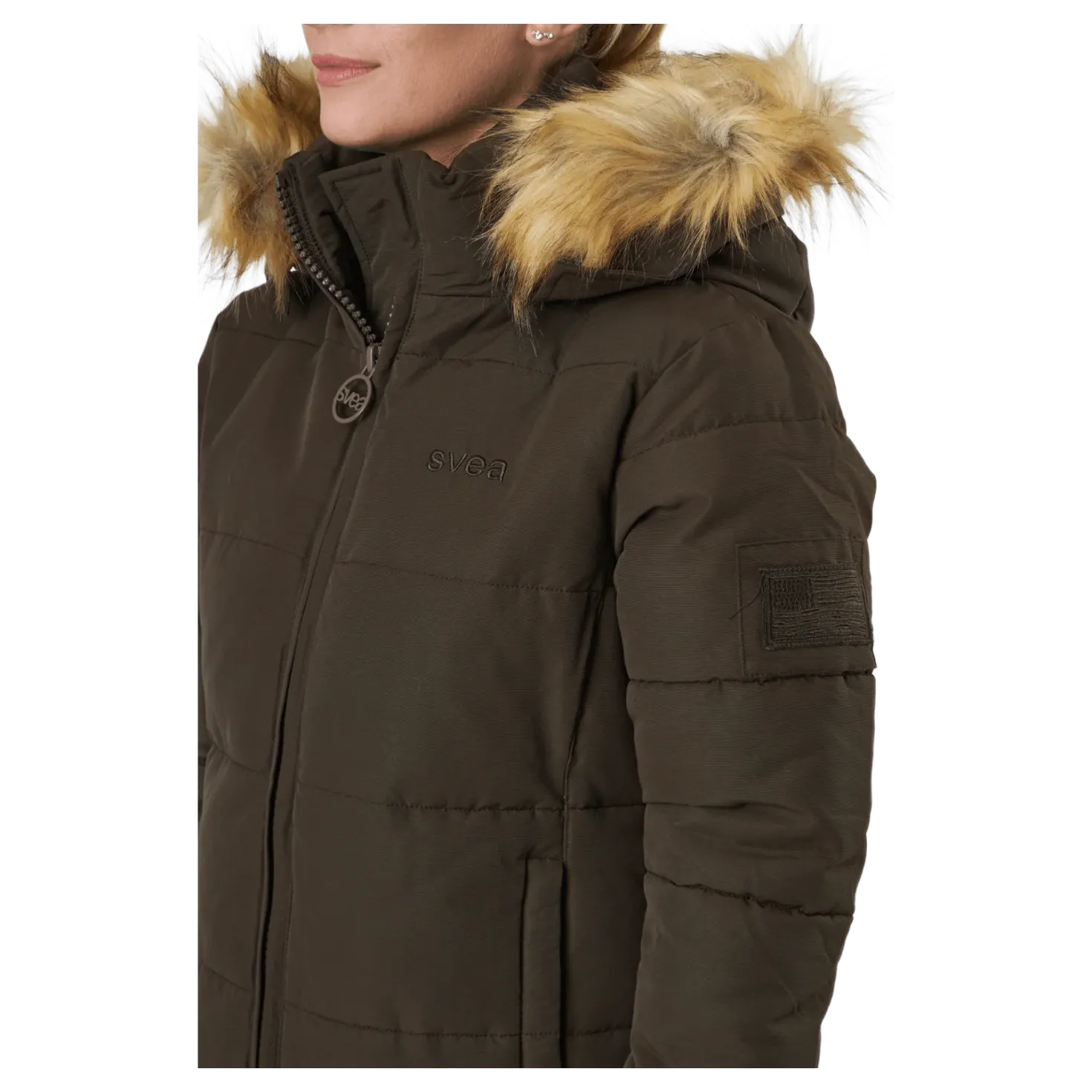 W. Long Slim Padded Parka Brownie Bit