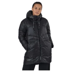 W. Mid Length Shiny Jacket Black