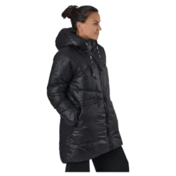 W. Mid Length Shiny Jacket Black